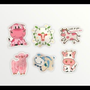 🥰 Pink Strawberry Cow Stickers 6ct
